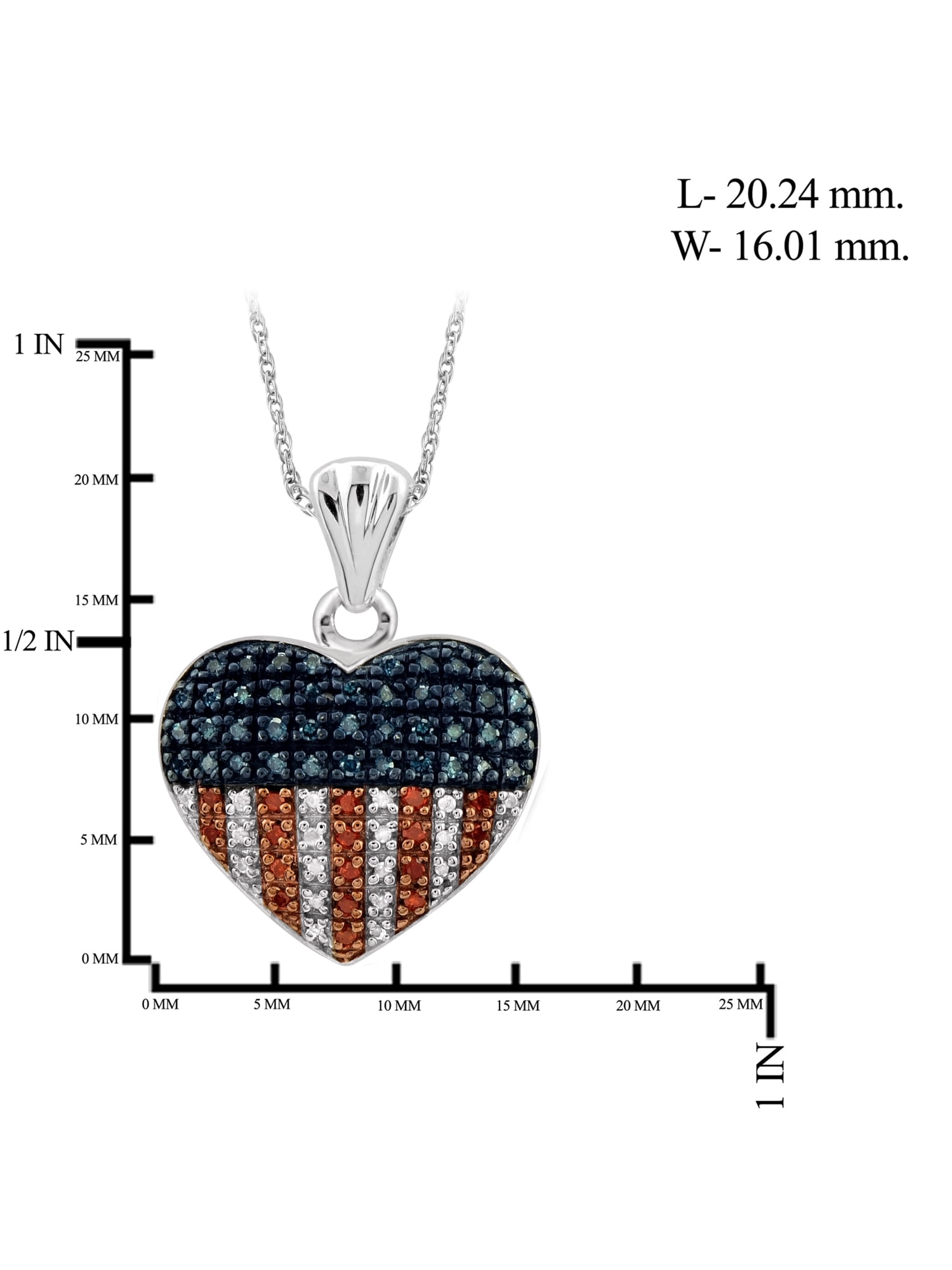 JewelersClub 1/4 Carat T.W. Multi-Color Diamond Heart Sterling Silver Pendant, 18"
