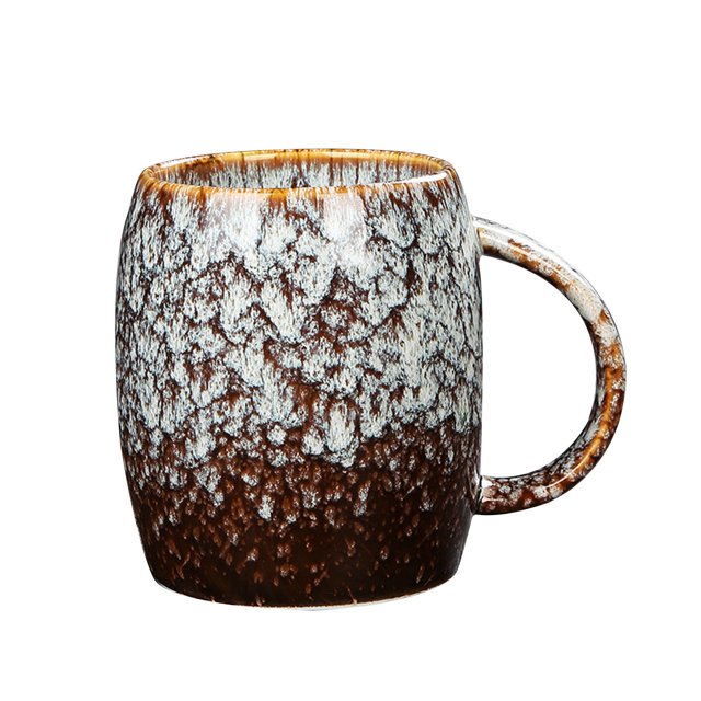 Qeeadeea/Large Capacity Blue Ceramic Mug Porcelain Cup 450ml/16oz-White
