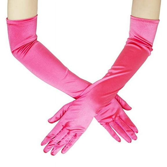 ERDOUY Classic Adult Size Long Opera Length Satin Gloves 21.7"（Rose）
