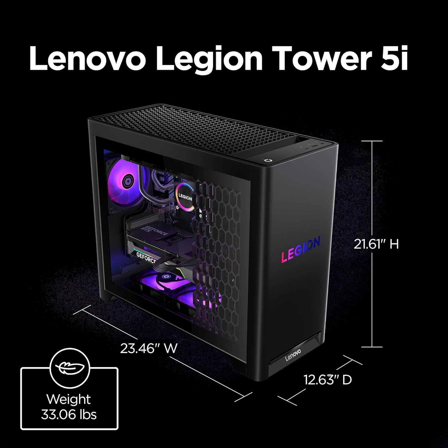Lenovo Legion Tower 5i  AI-Powered Gaming PC - Intel® Core Ultra 7 265F Processor  NVIDIA® GeForce RTX 5060 Ti Graphics  16 GB Memory  1 TB Storage  3 Months of PC GamePass