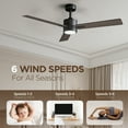 thumbnail image 4 of Vagizm Ceiling Fan with Light Remote: 52 Inch Modern Bedroom Fans with Dimmable Tri-Color Temperature LED - Quiet Reversible DC Motor - Indoor Outdoor (Black+Walnut), 4 of 7