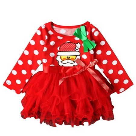 

DNDKILG Baby Toddler Girls Tulle Tutu Christmas Sundress Bow Dress Spring Long Sleeve Dresses Yellow 6M-4Y 100