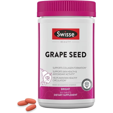 Swisse Grape Seed Supplement, Supports Collagen Formation & Skin Health, 300 Tablets