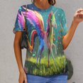 thumbnail image 6 of Rainbow Horse with Wings T Shirts Basic T-Shirt Short Sleeve Ladies Tee Shirt Summer Graphic Clothing, 6 of 6