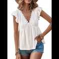 thumbnail image 3 of Blusa de Tirantes con Cuello en V, Mangas con Volantes y Ojales Acampanados para Mujer XL, 3 of 7