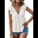 thumbnail image 3 of Blusa de Tirantes con Cuello en V, Mangas con Volantes y Ojales Acampanados para Mujer L, 3 of 7