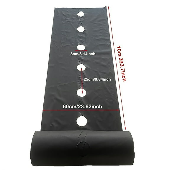 Black weed control cloth with planting holes, suitable for garden and yard use, vegetable and fruit planting, and weed control