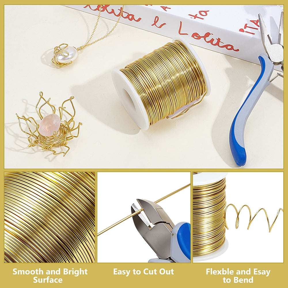 80M Brass Wire for Jewelry Making Round Golden 1mm about 262.47 Feet(80m)/Set