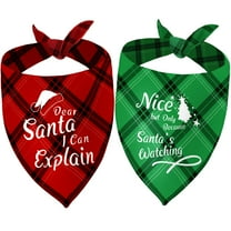 Christmas Dog Bandanas Funny, Dog Christmas Scarf 2 Packs, Pets Festive Plaid Décor for Medium Large Dogs