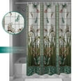 thumbnail image 3 of Waterproof Shower Curtain Stained Glass Meadow Flower Dragonfly Print Polyester Fabric Bath Curtain Home Hotel Apartment Bathroom Shower Curtain 70x70inch, 3 of 8