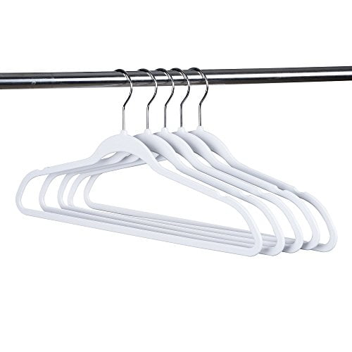 Quality Hangers 50 Pack Slim Plastic Hangers for Clothes - Heavy Duty  Non-Velvet Hangers with 360° Swivel Chrome Hook & Non Slip Notches - Ideal  for