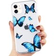 thumbnail image 1 of Girly Case for iPhone 11 Pro Max Case Cute Blue Butterfly Pattern Design Crystal Clear Girls Women Soft TPU Rubber Shockproof Anti-Scratch Protective Case Cover for iPhone 11 Pro Max, 1 of 7