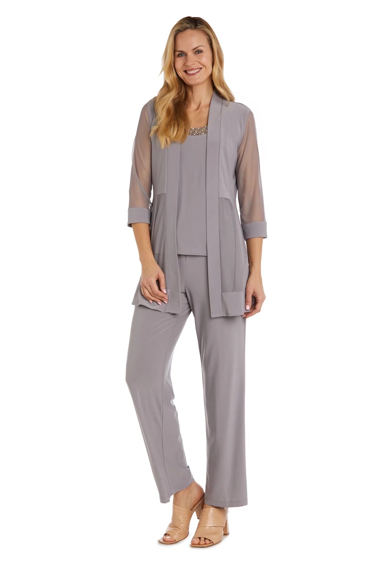 Beaded neck 2 Piece Pant Suit 