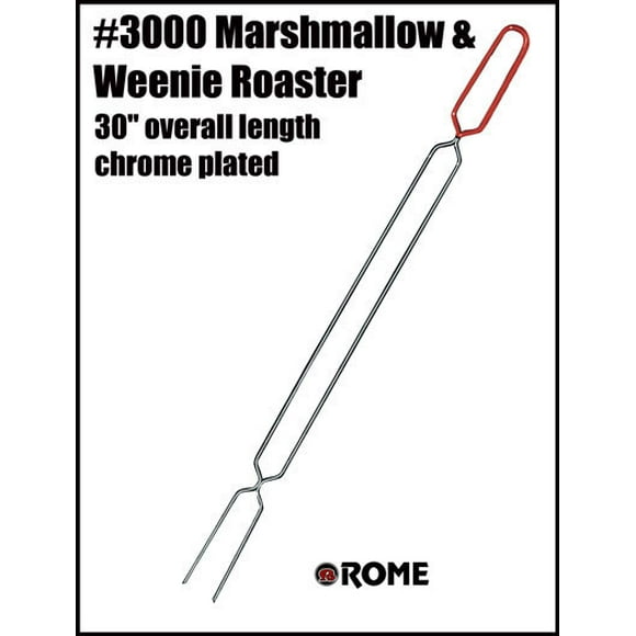 Rome Industry Campfire Roasting Fork 3000 30 Inch Length; Chrome Plated; Steel; With Red Silicone Poly Handle