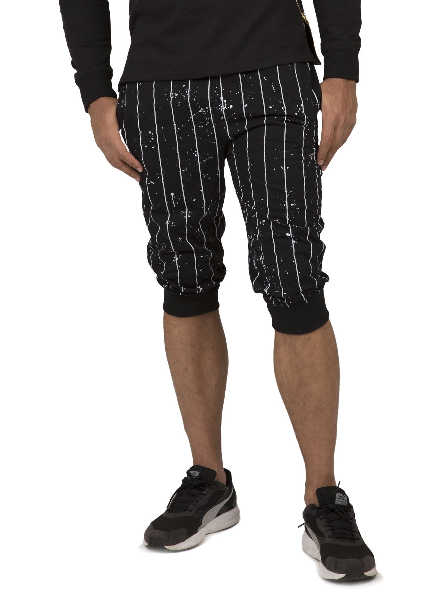 adidas - Vibes Men's Black Heavy Jersey White painted Pinstripe Printed 18