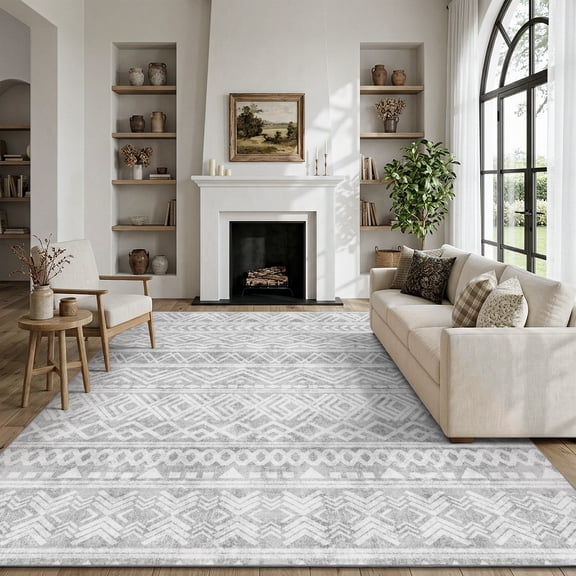 SIXHOME 5'x7' Area Rugs for Living Room Washable Rugs Boho Large Area Rug Modern Geometric Neutral Living Room Rug Carpet Soft Rugs for Bedroom Dining Room Office Home Decor Gray