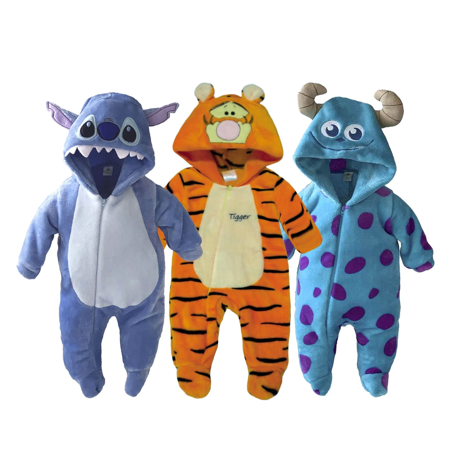 Kit Mamelucos con Gorro Bordado Disney Stitch, Tigger, Sulley