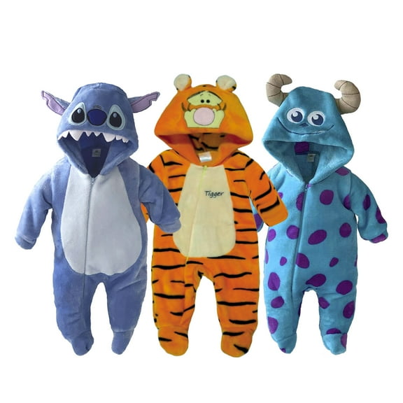 Kit 3 Mamelucos con Gorro Bordado Disney Stitch, Tigger, Sulley Disney KitB128