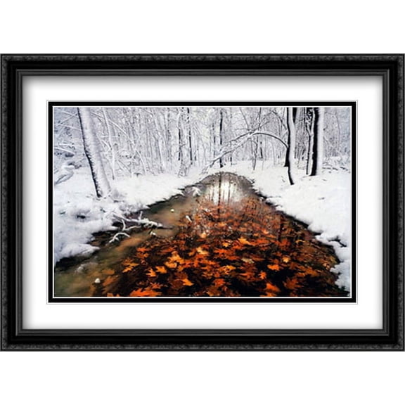 Autumn Pass 2x Matted 28x22 Large Black Ornate Framed Art Print by Jim Brandenburg