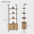 thumbnail image 2 of Ladder Bookshelf, 3 Tier Book Shelf with Rattan Cabinet, Wall Mount Bookshelves and Bookcases with Metal Frame, Anti Dump, Tall Bookcase for Living Room, Home Office, Bedroom, Natural, 2 of 7