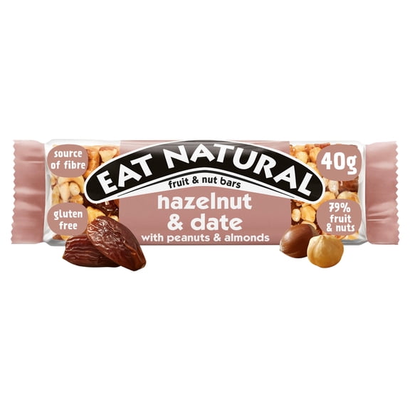 Eat Natural Hazelnut & Date Fruit & Nut Bars with Peanuts & Almonds 40g, Imported from Britain