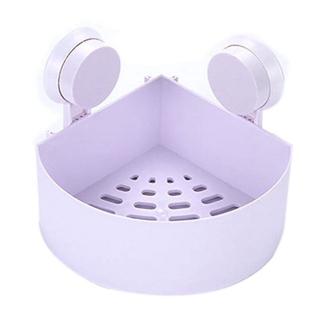 Plastic Suction Cup Bathroom Kitchen Storage Rack Organizer Shower Shelf (White)