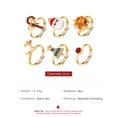 thumbnail image 4 of Anillo de Papá Noel de alce de Navidad para mujer, anillo de dedo ajustable, joyería de fiesta de vacaciones, lindo Color dorado, esmalte de goteo, moda, nuevo juego de 6 piezas, 4 of 4