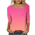 thumbnail image 4 of Women's Tops 3/4 Length Sleeve Square Neck Gradient Color Casual Dressy Tunic Tops Summer Basic Shirts, 4 of 7