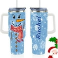 thumbnail image 2 of Custom Snowman Christmas Tumbler - Personalized Name 40 Oz Tumbler with Handle Straw Lid,Stainless Steel Insulated Travel Tumbler Xmas Coffee Cup Mug Holiday Gifts for Women Men Kid Boy Girl, 2 of 6