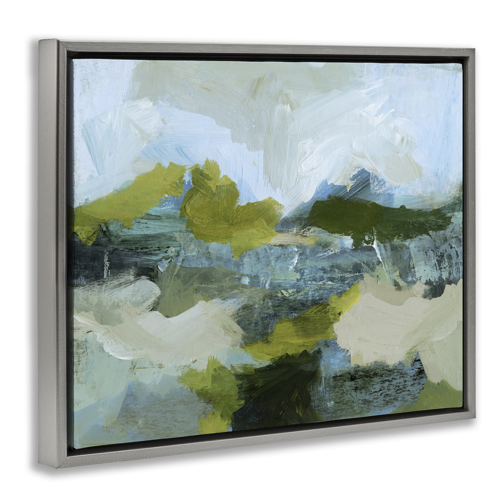 Stupell Industries Expressive Abstract Scenery Abstract Painting Gray Floater Framed Canvas Art Print Wall Art, 31 x 25