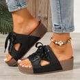 thumbnail image 6 of Samdudou Womens Sandals Summer Casual Slip On Open Toe Shoes Lace Up Sneaker Slides with Side Cutouts Chunky Sole Outdoor Walking Footwear for Ladies Vacation, 6 of 9