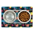 thumbnail image 1 of Retro Pet Mat for Food and Water, Hand Drawn Vintage Composition of Geometric Shapes Squares Rectangles and Stripes, Non-Slip Rubber Mat for Dogs and Cats, 18" X 12", by Ambesonne, 1 of 1
