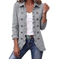 thumbnail image 3 of Dzrciro Jackets for Women, Long Sleeve Lapel Open Front Double Breasted Tops with Ruffle Trim, Daily Fall Work Commute Outerwear S‑3XL, 3 of 10