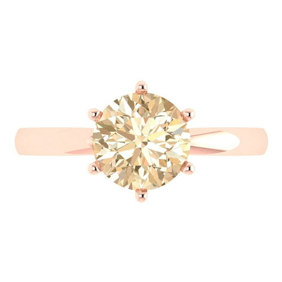 Clara Pucci 14K Rose Gold 2ct Morganite Solitaire Ring for Women
