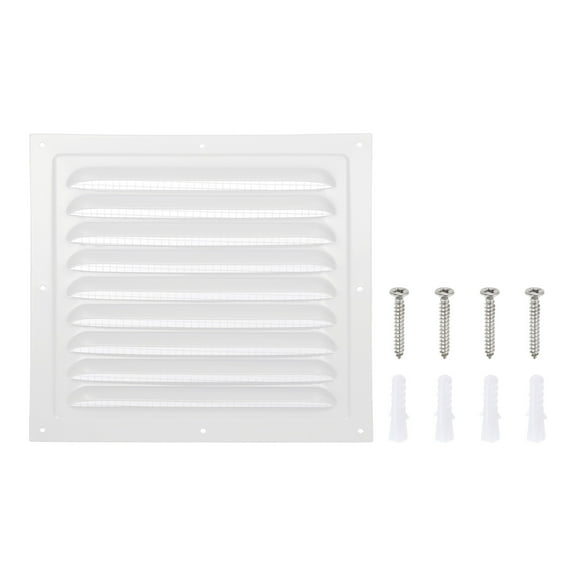 Uxcell 12x12" Gable Vent Cover, Aluminum Alloy Rectangular Floor Air Vent Covers Metal Soffit Return Grille with Screen Mesh and Screw
