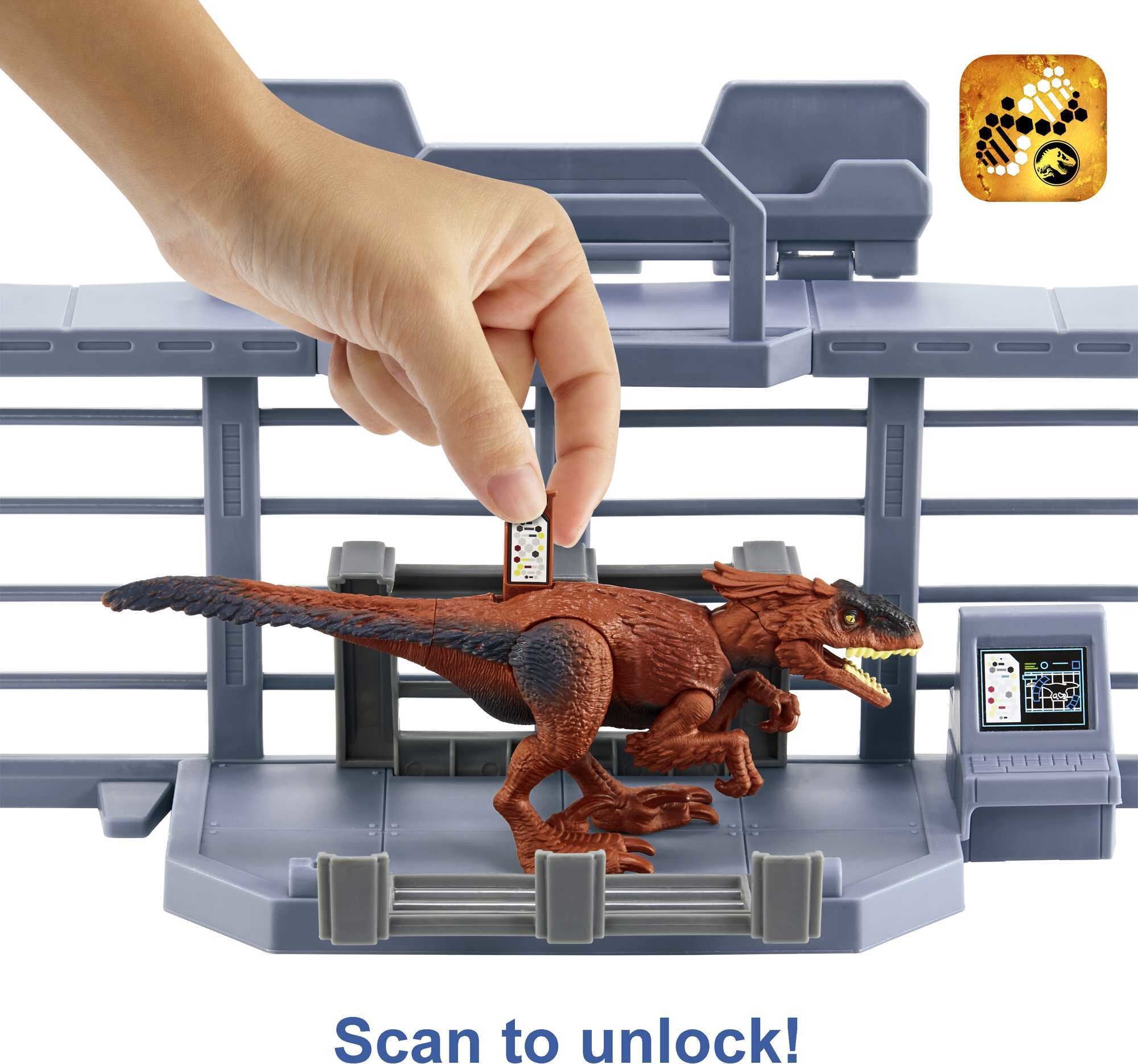 Jurassic World Dominion Outpost Chaos Playset Toy with 1 Dinosaur & 1 Human Action Figure Toys