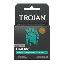 Trojan Raw Thinnest Latex Lubricated Condoms, 3 Count