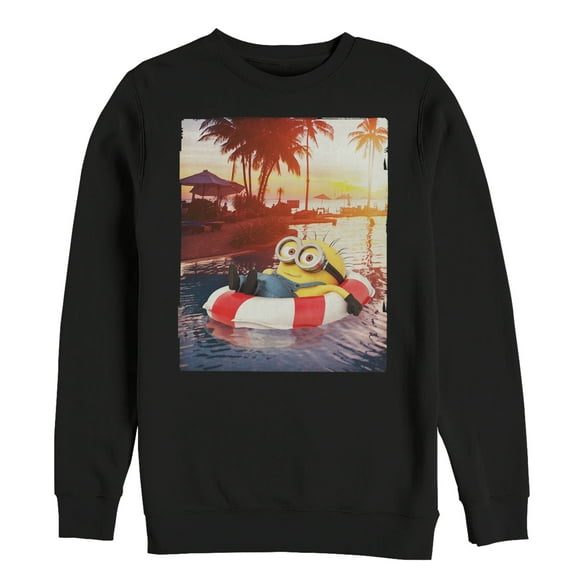 Men's Despicable Me Minion Tropical Vacation Sweatshirt Black Large
