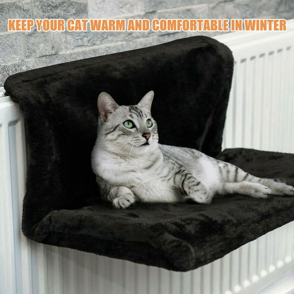 Cat Pet Animal Hanging Luxury Radiator Bed，Warm Fleece Basket Cradle Hammock Metal Iron Frame Suitable for Small and Medium Pets  46X30X25cm (White)
