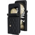 thumbnail image 1 of HCTian for Samsung Z Flip 4 Lanyard Leather Phone Case Shockproof Cover, 1 of 7