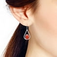 thumbnail image 5 of Bali Style Teardrops Oval Red Coral Stone .925 Sterling Silver Dangle Earrings, 5 of 5