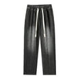 thumbnail image 3 of YOTMKGDO Mens Jeans, Baggy Jeans, Mens High Street Washed Old Jeans Gradual Loose Straight Tube Floor Sweeping Wide Leg Pants, Black 3XL, 3 of 6