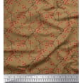 thumbnail image 1 of Soimoi Brown Cotton Duck Fabric Cherries Fruits Printed Fabric 1 Yard 42 Inch Wide, 1 of 3