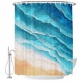 thumbnail image 2 of Ocean Waves Shower Curtains for Bathroom, Abstract Gradient Orange Teal Waves Beach Washable Fabric Shower Curtain with Hooks Waterproof Bathroom Decor Sets, 54 x 78 Inches, 2 of 9