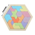 thumbnail image 2 of ABPWLY Toys Wooden Hexagonal Puzzle Pattern Block Tangram Brain Teaser Educational Gift Game Toys, 2 of 2