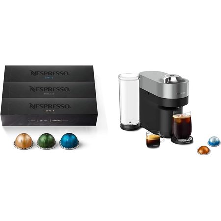 Nespresso Vertuo POP+ Deluxe Coffee and Espresso Machine by Breville, Titan and Capsules, Medium and Dark Roast Coffee, Variety Pack