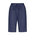 thumbnail image 4 of QATAINLAV Womens Plus Size Linen Bermuda Shorts with Pockets Trendy Loose Fit Y2K Shorts Summer Drawstring Casual High Waisted Workout Shorts Navy 4XL 90% off Clearance Sale, 4 of 6