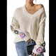 thumbnail image 3 of Suéteres de Punto de Larga con Estampado Floral Bohemio Clásico para Mujer, Estilo Informal, para Otoño e Invierno 2025. Albaricoque XL, 3 of 8