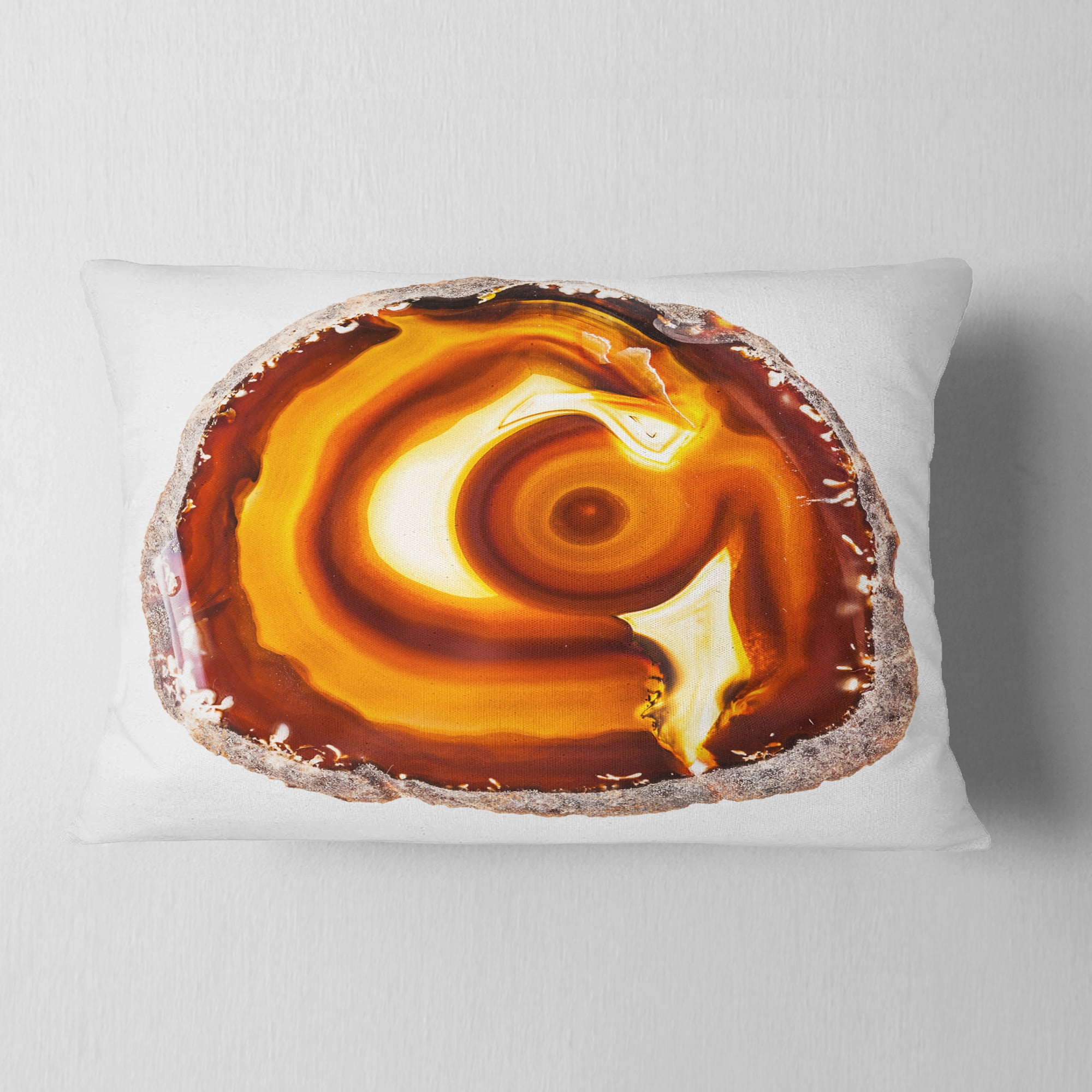 Designart Vibrant Agate Geode Slice - Abstract Throw Pillow - 12x20