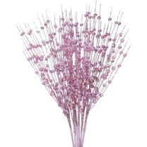 6 Pcs Champ Artificial Glitter Berry Stems 17" Fake Decorative Glitter Picks for Thanksgiving Day Christmas Tree Vase DIY Wreath Crafts Decor